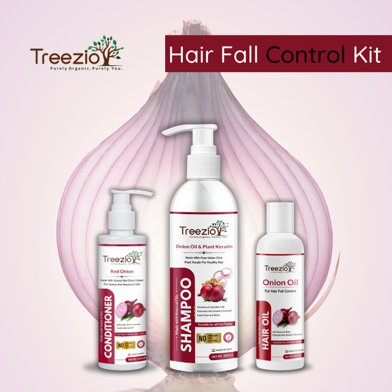 Onion Hair Fall Control Kit  | Reduces Hair Fall | Boosts Hair Growth treezio