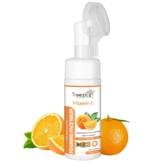 treezio Vitamin C Foaming Facewash - Deeply Cleanses | Brightens Skin | Makes Skin Glow -150ml - treezio